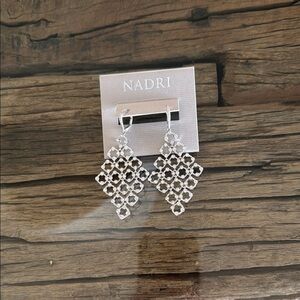 Nadri Silver Geometric Bow Earrings